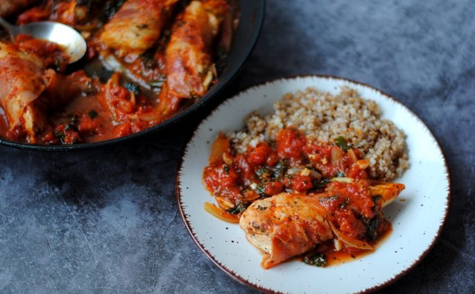 Pierś kurczaka po włosku w pomidorach
